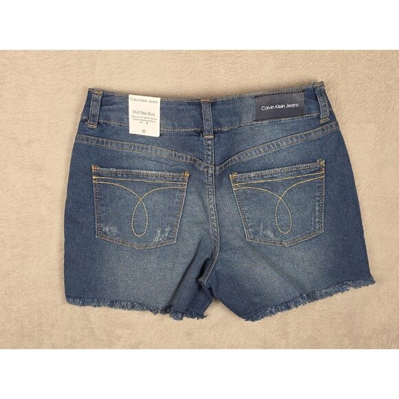 CALVIN KLEIN Jean Shorts Size 10 mid rise boy shorts New Stretch - Picture 10 of 14